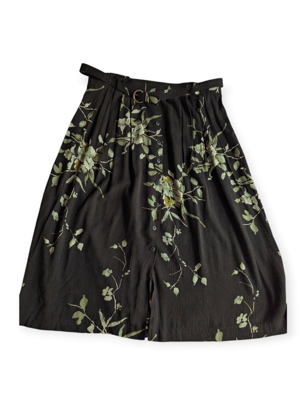 Style My Way Floral Skirt Size 14 Black Green Button Front Floral